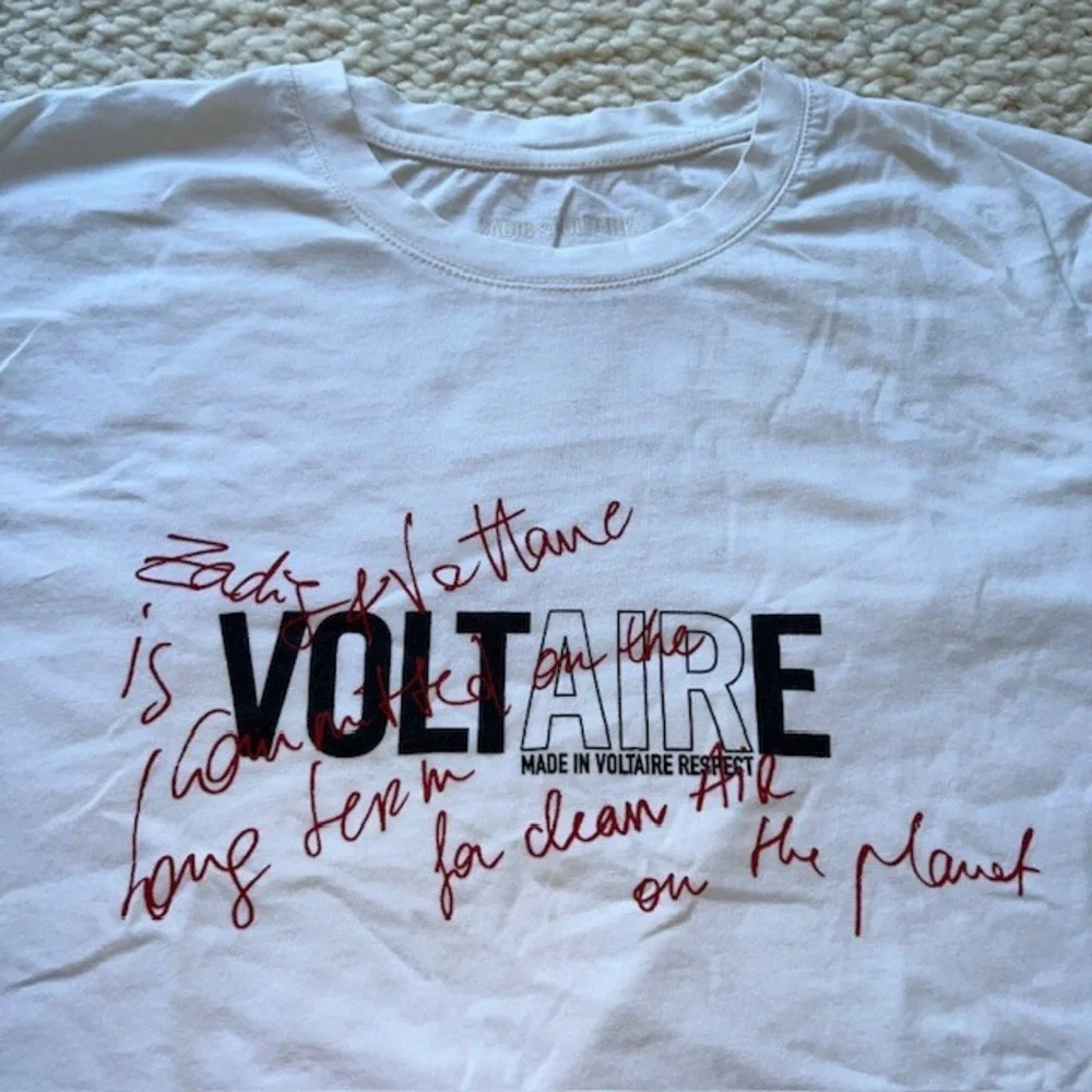 Zadig & Voltaire Bella Committed T-Shirt Graphic Raw Hem White Medium